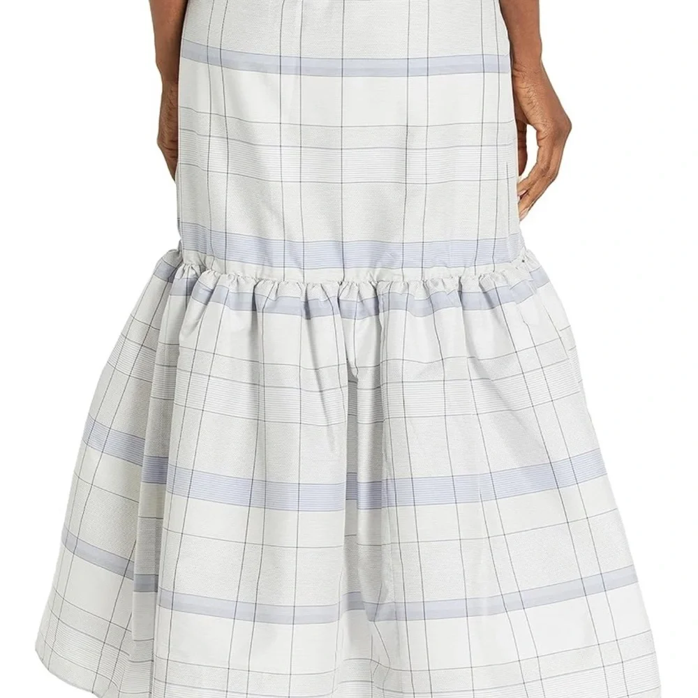 Club Monaco Plaid Maxi Skirt - White and Gray - Picture 2 of 6